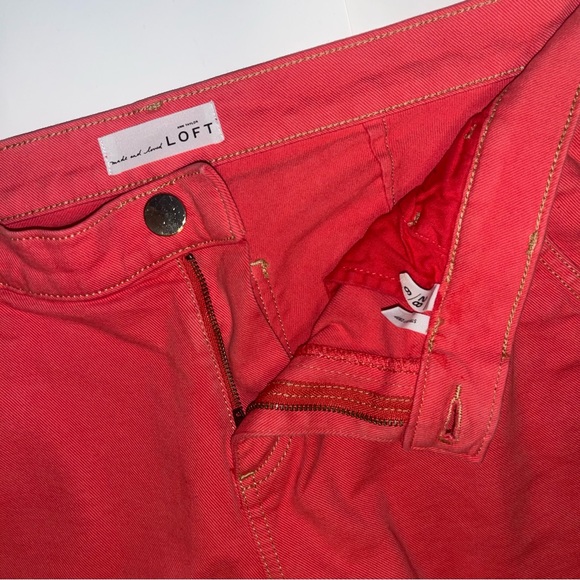 Loft by Ann Taylor Made & Loved straight cropped salmon/red colored jeans size 6 - Picture 6 of 15